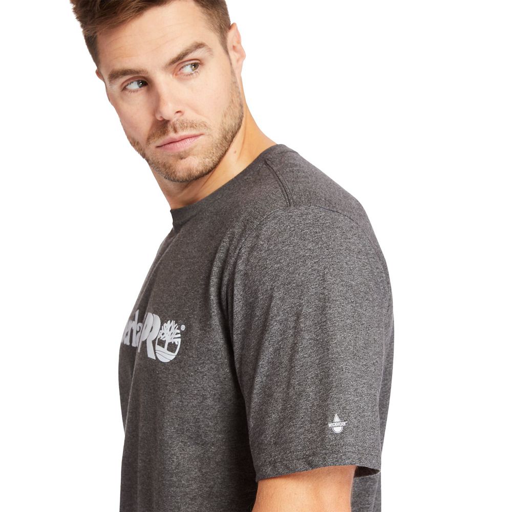 Timberland Mens T-Shirts PRO® Big & Tall Base Plate Short-Sleeve - Dark Grey - India IJ0378194